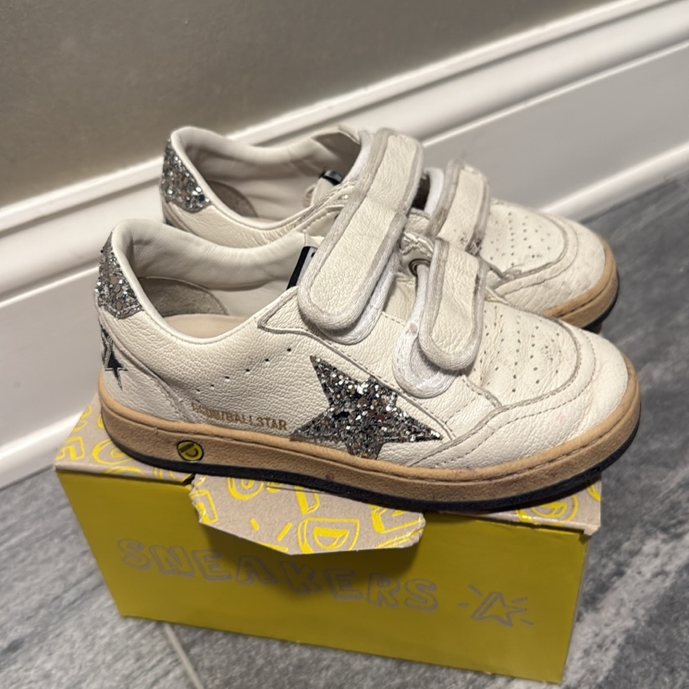 White Velcro Strap Sneakers with Gum Sole Golden Goose